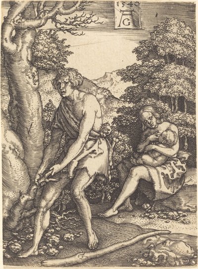 Adam und Eva bei der Arbeit von Heinrich Aldegrever