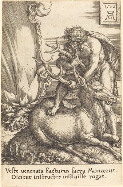 Herkules und die Hirschkuh von Heinrich Aldegrever