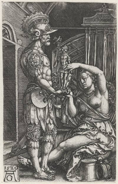 Medea gibt Jason eine Statue von Heinrich Aldegrever