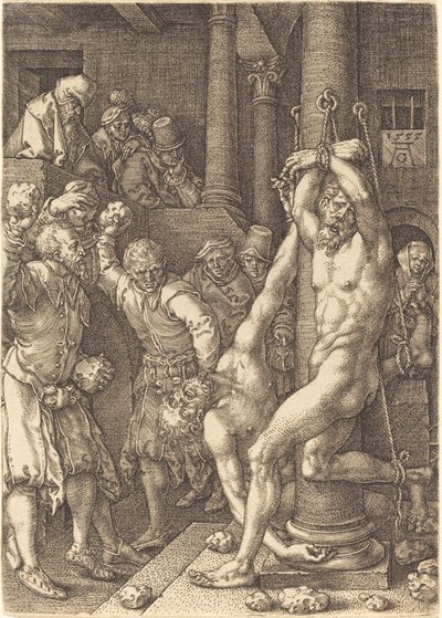 Die beiden Ältesten werden vom Volk gesteinigt von Heinrich Aldegrever