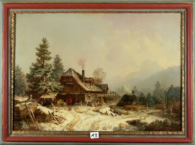 Die alte Mühle im Winter von Heinrich Burkel