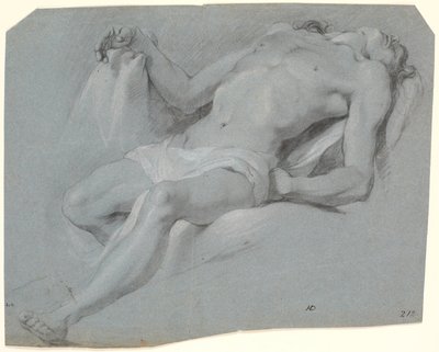 Liegendes männliches Modell; Studie zur Pietà? von Heinrich Dittmers