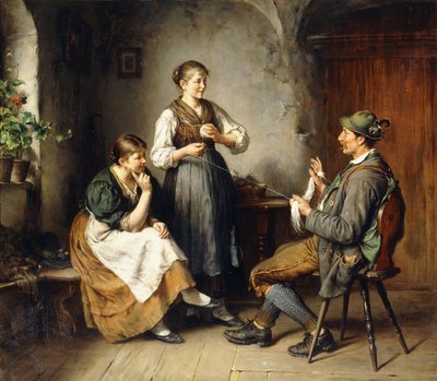 Drei Figuren in einem Innenraum von Heinrich Hirt