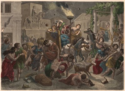 Antikes Rom: Ausbruch des Vesuvs, 79 n. Chr. von Heinrich Leutemann