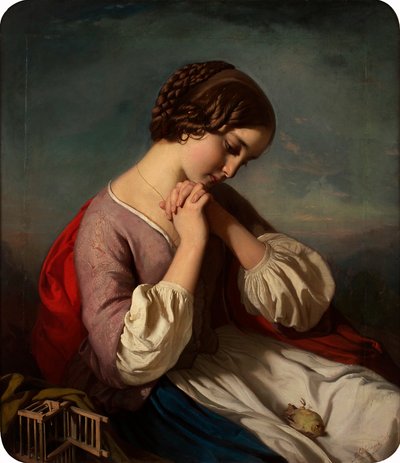 Mädchen mit totem Vogel von Heinrich Schlesinger