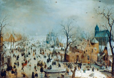 Winterszene mit Schlittschuhläufern von Hendrick Avercamp