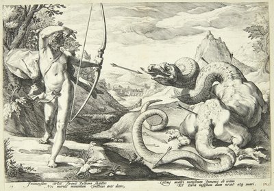 Apollon tötet Python von Hendrick Goltzius