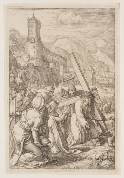 Christus trägt das Kreuz, aus Die Passion von Hendrick Goltzius