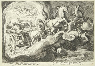 Phaeton fährt den Sonnenwagen von Hendrick Goltzius