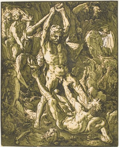 Herkules tötet Cacus von Hendrick Goltzius
