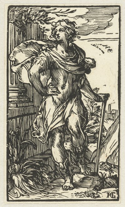 Junger Mann mit Spazierstock von Hendrick Goltzius