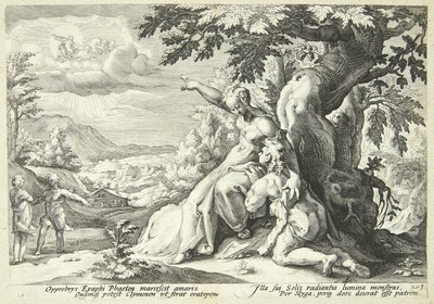 Klymene ermutigt Phaeton, Helios zu finden von Hendrick Goltzius