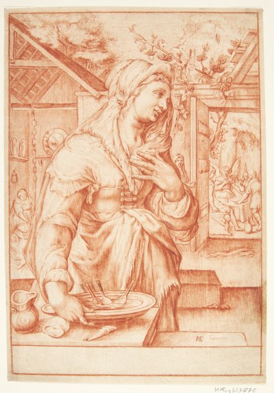 Sarah in der Küche von Hendrick Goltzius