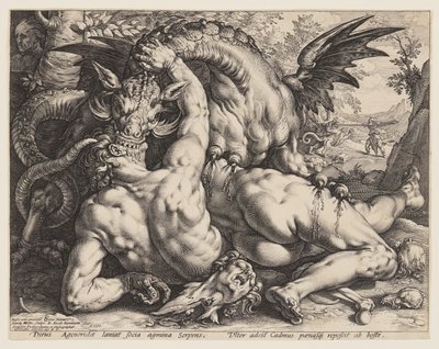 Der Drache, der die Gefährten von Kadmos verschlingt von Hendrick Goltzius