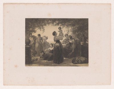 Italienische Frauen an einem Tisch von Hendrik Adriaan Christiaan Dekker