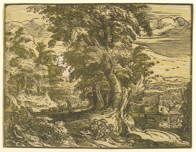 Landschaft mit sitzendem Paar, nach 1595 von Hendrik Goltzius
