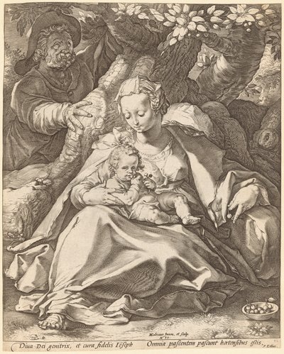 Die Heilige Familie unter einem Kirschbaum von Hendrik Goltzius