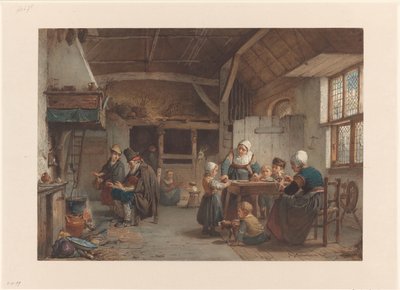 Bauerninterieur, Familie in der Küche von Hendrik Jacobus Scholten