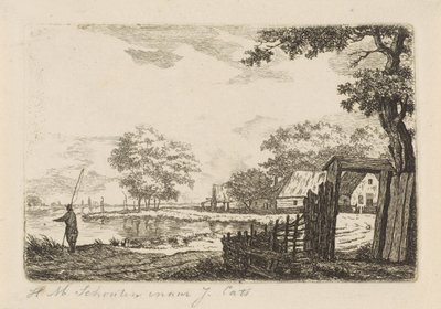 Landschaft mit Fischer von Hendrik Marcus Schouten
