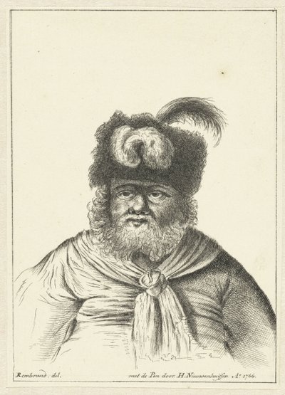 Sitzender Mann mit Pelzmütze von Hendrik Nieuwenhuysen