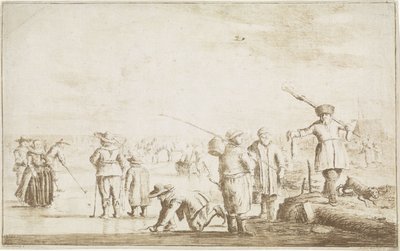 Eislandschaft mit Jäger, der einen Otter zeigt von Hendrik Spilman