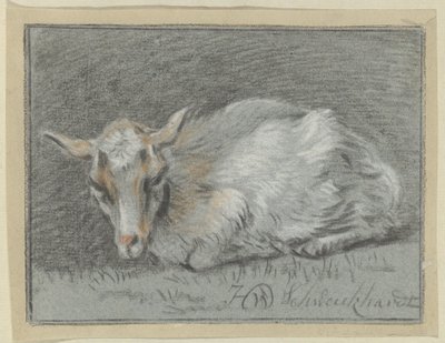 Liegende Ziege von Hendrik Willem Schweickhardt (signed by artist)