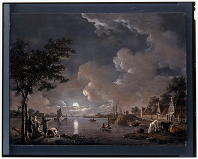 Flusslandschaft bei Mondlicht von Hendrik Willem Schweickhardt