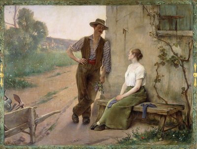 Bauernpaar auf einem Bauernhof von Henri Adrien Tanoux