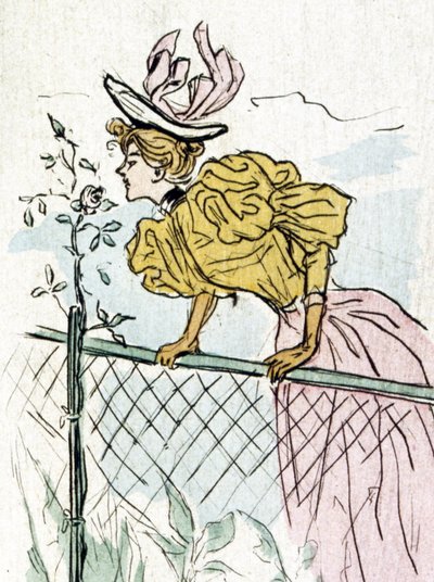 Frau riecht an Rosen von Henri Boutet