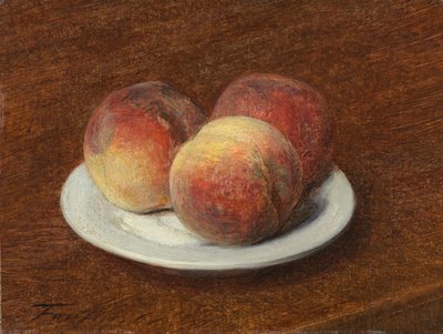 Drei Pfirsiche auf einem Teller von Ignace Henri Jean Fantin Latour