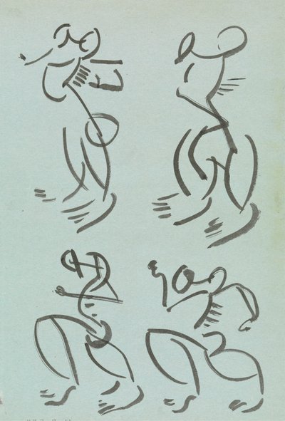 Vier Studien von tanzenden Figuren von Henri Gaudier Brzeska