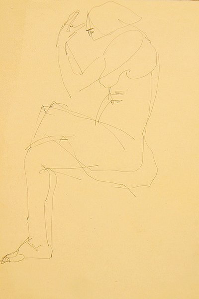 Sophie nackt, sitzend, Beine gekreuzt von Henri Gaudier Brzeska