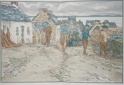 Bretonische Fischer ordnen ihre Netze von Henri Rivière