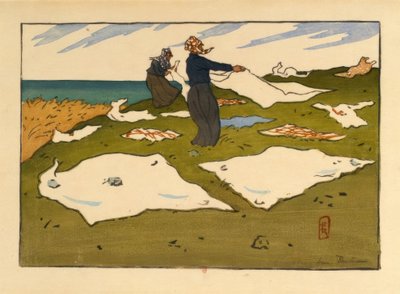 Frauen beim Wäscheaufhängen (Saint-Briac) von Henri Rivière