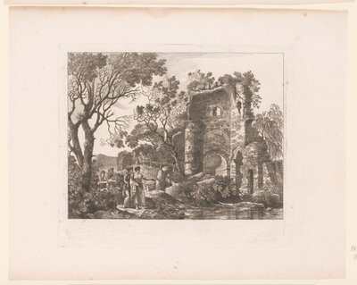 Gesellschaft in einer Landschaft mit Ruinen von Henri Thomann