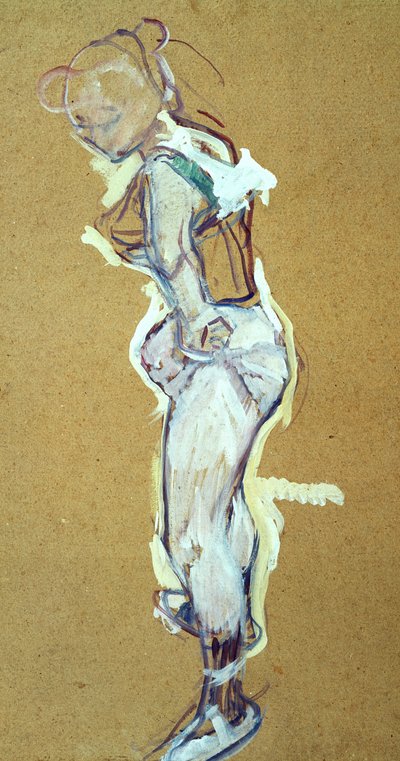 Trapezkünstlerin, die ihr Hemd richtet von Henri de Toulouse Lautrec