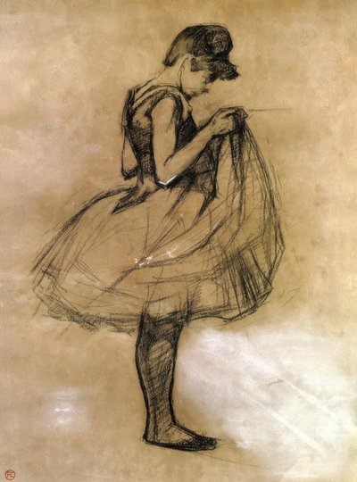 Tänzerin, die ihr Trikot anpasst von Henri de Toulouse Lautrec