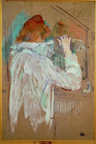 Frau, die sich lockt von Henri de Toulouse Lautrec