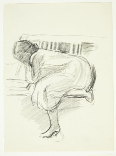 Lesende Frau zusammengekauert auf einem Sofa von Henrik Schouboe
