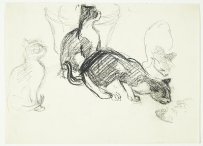 Studienblatt mit Katzen von Henrik Schouboe