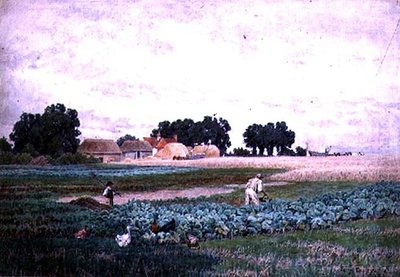Kohlfeld und Bauernhof von Henry Bailey