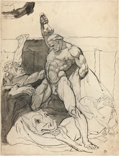Herkules tötet die Stuten des Diomedes von Johann Heinrich Füssli
