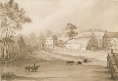 Trysull Mühle: Sepia-Waschzeichnung von Henry James Noyes