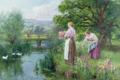 Mädchen sammeln Blumen von Henry John Yeend King