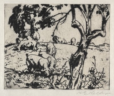 Schweine im Obstgarten von Henry Keller