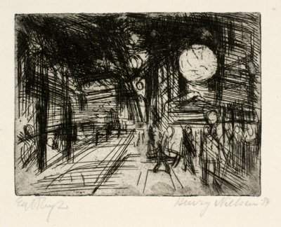 Straßenszene, Sommernacht von Henry Nielsen
