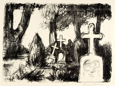 Friedhof mit drei Grabsteinen von Henry Nielsen