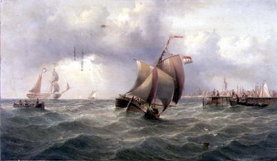 Eine niederländische Pinke an einem Steg von Henry Redmore