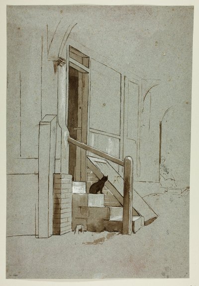 Katze auf der Türschwelle von Henry Stacy Marks