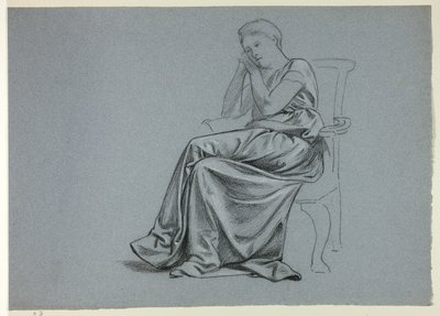 Frau im lockeren Kleid auf Stuhl von Henry Stacy Marks